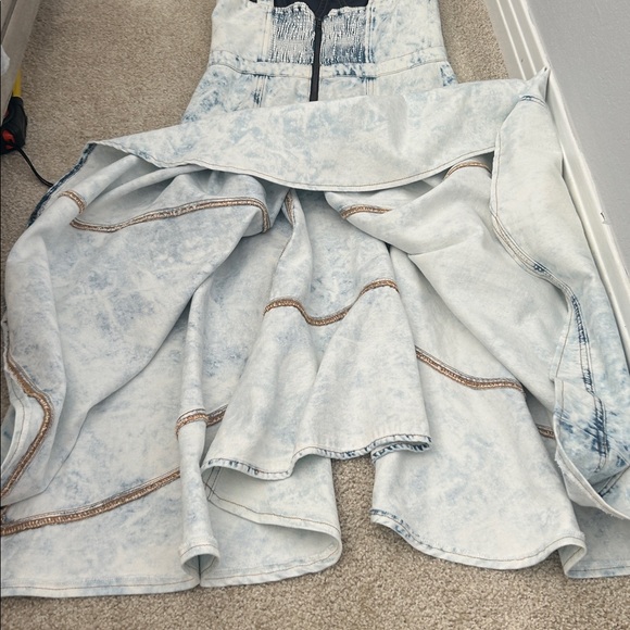 HEMMED Alice and Olivia Donella denim bustier high low dress - Picture 6 of 16